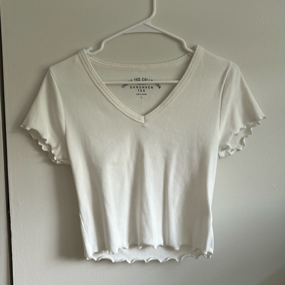 White cropped tshirt from SHRUNKEN TEE